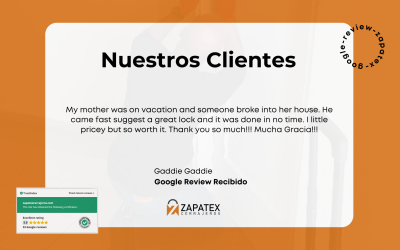 Experiencia de Gaddie Gaddie con Zapatex Cerrajeros: Seguridad y Respuesta Rápida en Momentos Críticos