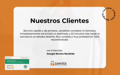 Servicio Rápido y de Primera Clase: La Experiencia de Ive M Ramírez con Zapatex Cerrajeros