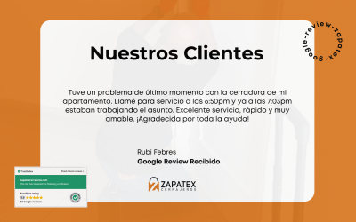 La Experiencia de Rubi Febres con Zapatex Cerrajeros: Rápida Solución a Problemas Inesperados
