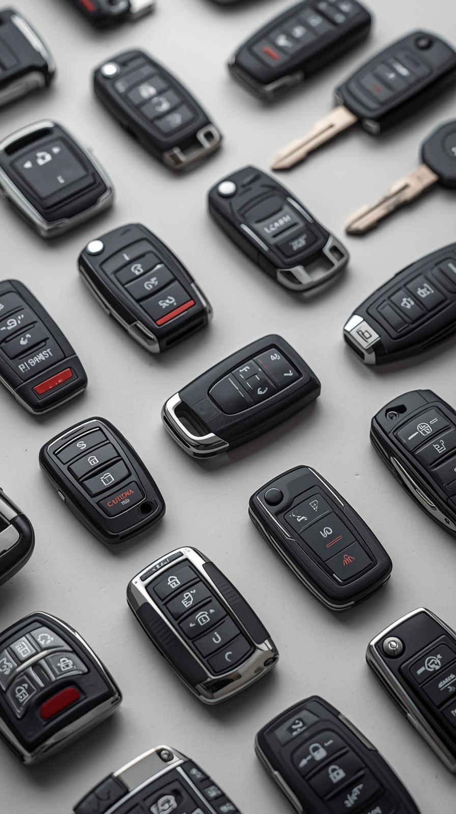 Cerrajero automotriz Puerto Rico - Variedad de llaves de carro modernas incluyendo flip keys, smart keys y transponders - Servicio profesional Zapatex