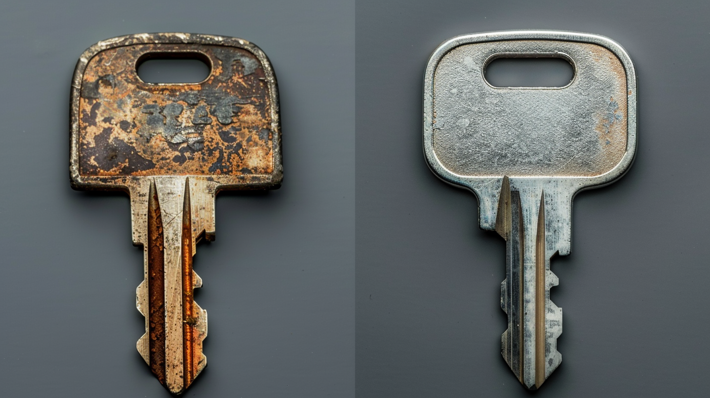 Llave desgastada vs llave nueva comparacion dientes gastados precision corte