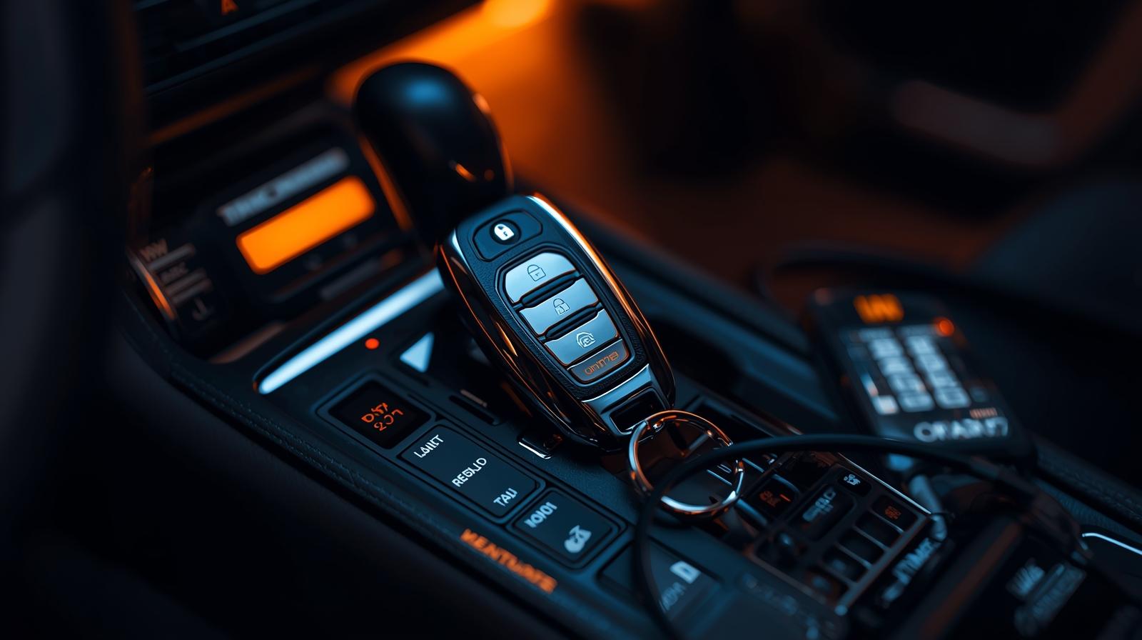 Llave inteligente smart key sobre consola de vehículo en Puerto Rico